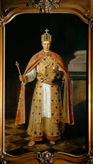Francis II Holy Roman Emperor (1768-1835) wearing the Imperial insignia from Ludwig or Louis Streitenfeld