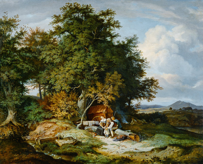 Herbstlicher Wald mit Schäferfamilie from Ludwig Richter