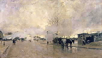 Morgendliche Pariser Straße mit Dampfwolken from Luigi Loir
