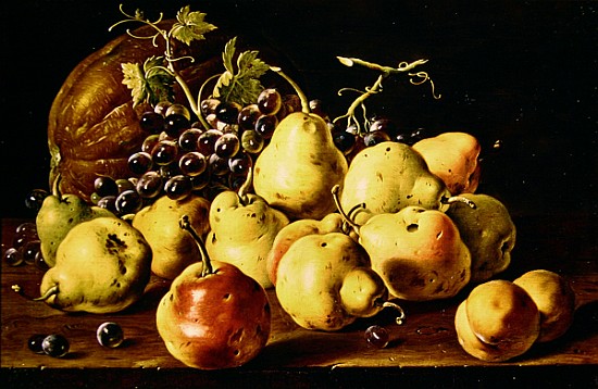 Still Life with quinces, peaches, grapes and pumpkin from Luis Egidio Melendez