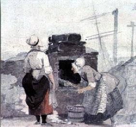 Two Women at an Oven