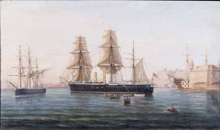 Sail and Steamships off Valletta from Maltese School