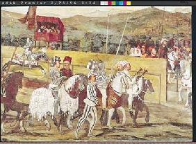 Tournament in Honour of Christian I (1426-81) of Denmark at Castello di Malpaga, detail from the rig