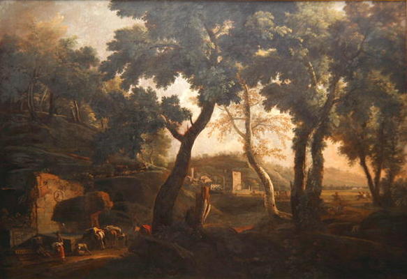Landscape with Horses at the Trough, c.1715 (oil on canvas) from Marco Ricci