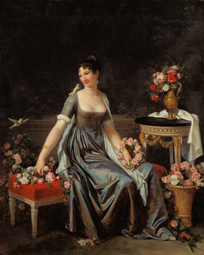 Bildnis einer Dame, umgeben von Blumen und Vögeln from Marguerite Gérard