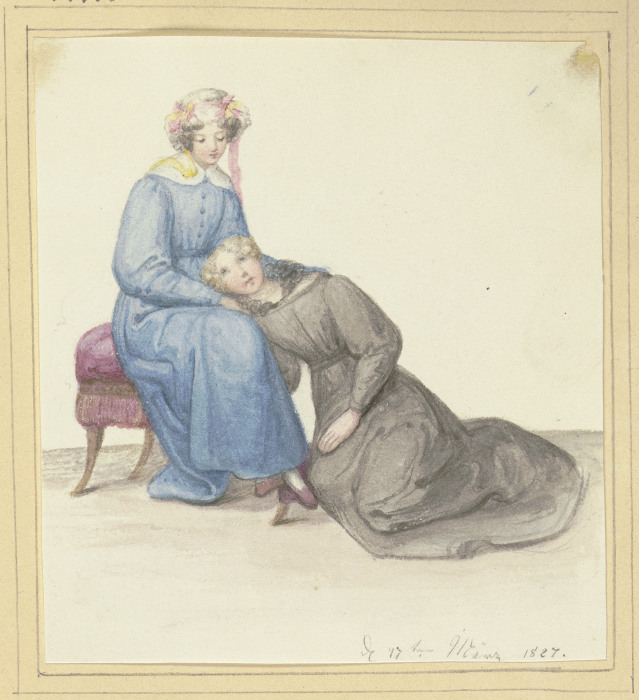 Sitzende Mutter, an ihren Schoß gelehnt ein junges Mädchen from Maria Ellenrieder