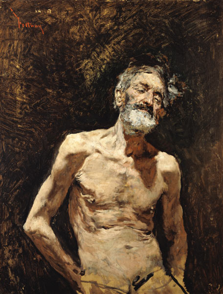 Aktstudie eines alten Mannes beim Sonnenbad. from Mariano Fortuny