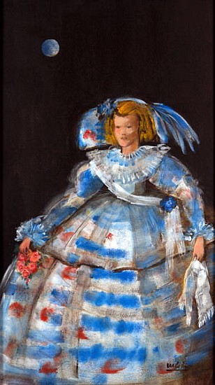 Menina with Blue Moon (oil & acrylic on canvas)  from Marisa  Leon