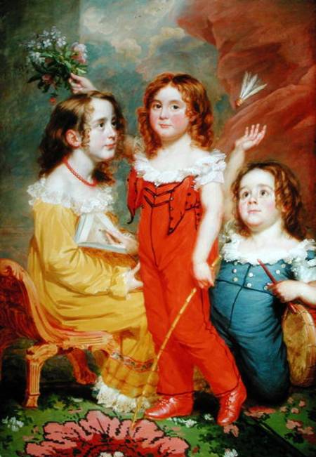 Three Children in an Interior from Martin Archer Shee