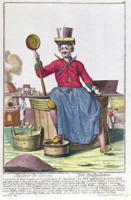 The Soap Maker, c.1735 (coloured engraving) (see also 170136) from Martin Engelbrecht
