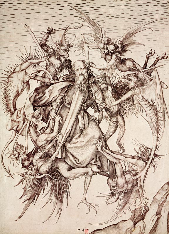 The Temptation of St. Anthony (engraving) from Martin Schongauer