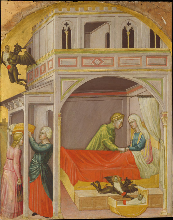 Vertauschung und Entführung des neugeborenen Heiligen from Martino di Bartolomeo