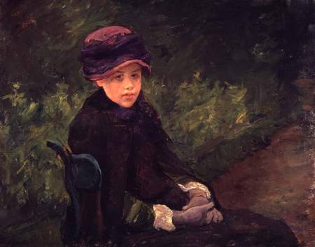 Susan Seated Outdoors Wearing a Purple Hat from Mary Cassatt
