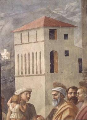 St. Peter Distributing the Common Goods of the Church, and the Death of Ananias, (Detail of the back