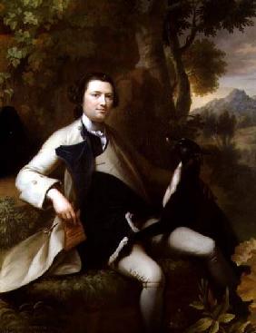 Francis Popham (d.1780) seated in a Wooded Landscape with his Greyhound