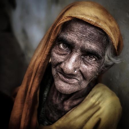 Porträt einer alten Frau,Varanasi.