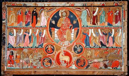 Altar frontal depicting Christ in Glory with saints and prophets and the martyrdom of St. Felix, fro from Master of San Felice di Giano