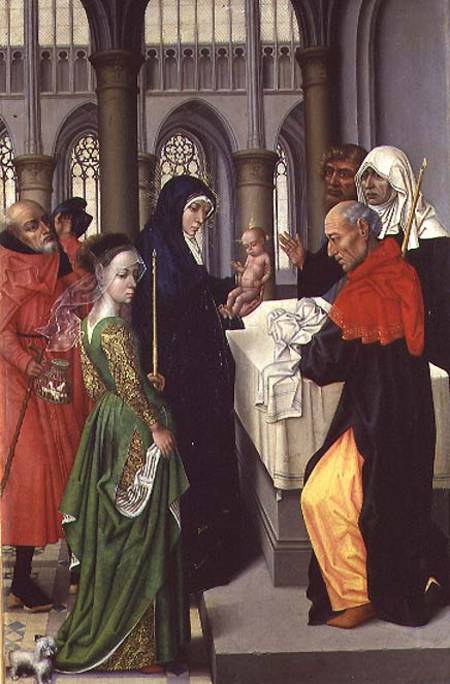 Presentation in the Temple, left hand panel of a diptych from Master of the Legend of St. Catherine