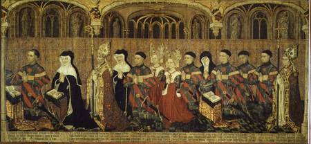 Jean I Jouvenel des Ursins (1360-1431) Baron of Trainel with his wife (d.1456) and their eleven adul from Master of the Munich Golden Legend