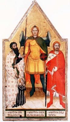 St. Michael the Archangel with St. Bartholomew and St. Julian (tempera on panel) from Master of the Rinuccini Chapel