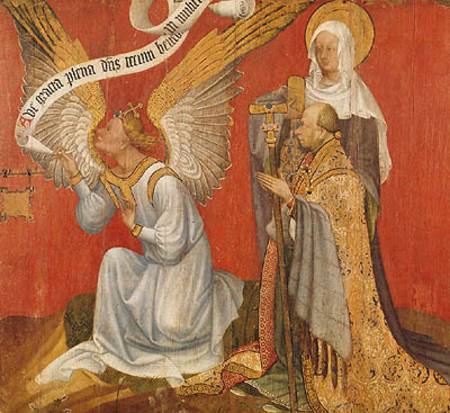 Panel from a diptych depicting the Angel of the Annunciation, the Donor and a Female Saint, possibly from Master of the Rohan Hours