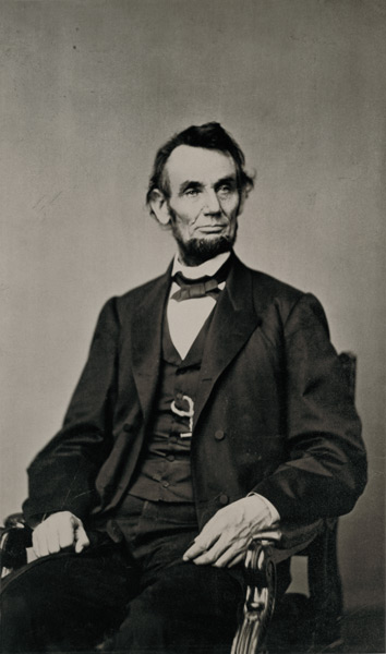 Portrait of Abraham Lincoln (1809-65) (b/w photo)  from Mathew Brady