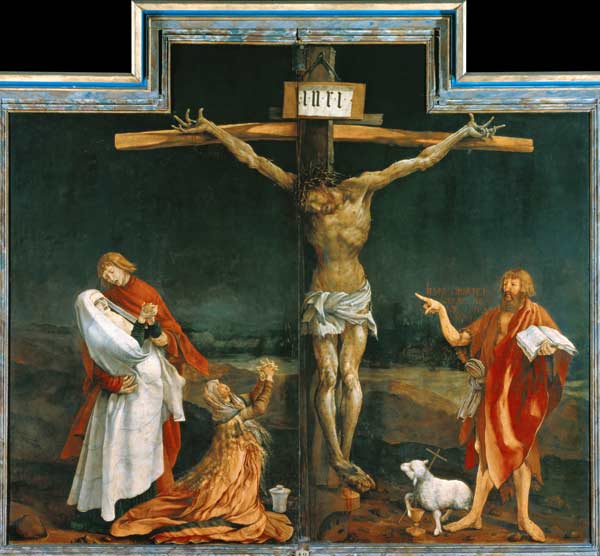 Isenheimer Altar Mitteltafel des geschlossenen Retabel: Kreuzigung Christi from Mathias (Mathis Gothart) Grünewald