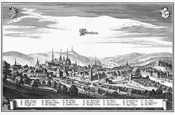 Pforzheim um 1650 from Matthäus Merian