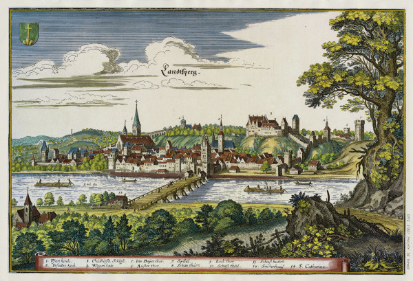 Landsberg, Stadtansicht from Matthäus Merian