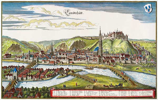 Landshut um 1650 from Matthäus Merian