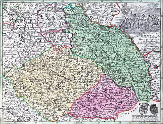 Map of Silesia, from an Atlas (colour litho) from Matthaus Seutter