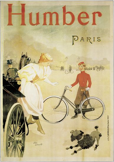 Poster advertising 'Humber' bicycles from Maurice Deville