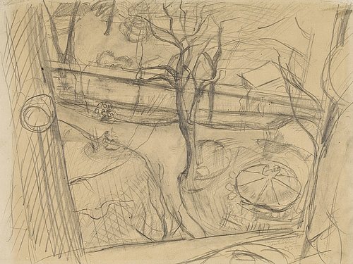 Blick aus dem Fenster auf einen Garten. 1916. from Max Beckmann