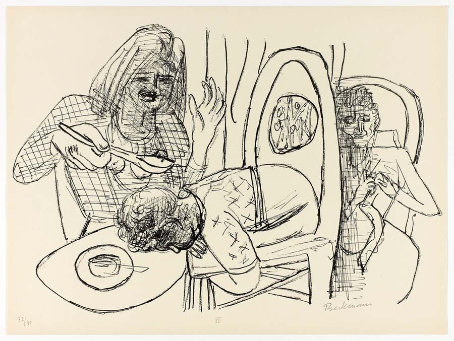 I Dont Want to Eat My Soup, plate six from Day and Dream from Max Beckmann