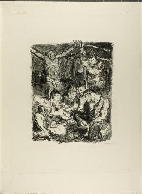 Throwing Dice Before the Cross, plate six from Sechs Lithographien zum Neuen Testament