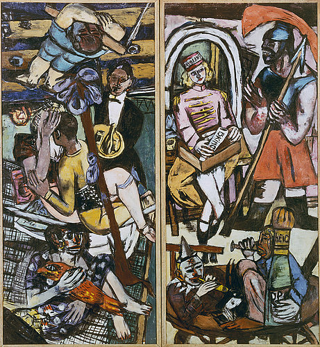 Triptychon (Linke und rechte Tafel): Die Akrobaten. 1939 (siehe auch Bildnummer 15783) from Max Beckmann