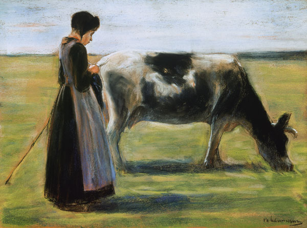 Bauernmädchen mit Kuh. from Max Liebermann
