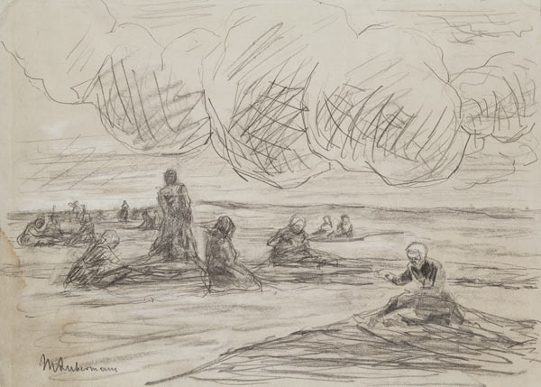 Repairing the Nets, 1894 (pencil on paper) from Max Liebermann