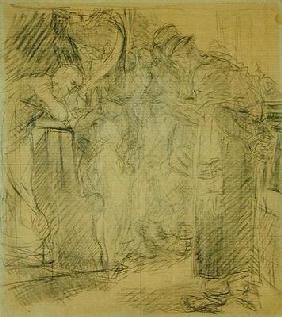 Composition sketch for Christ in the Temple (pencil on paper)