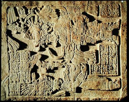 Stela depicting a High Priest and a Woman, from Yaxchilan from Mayan