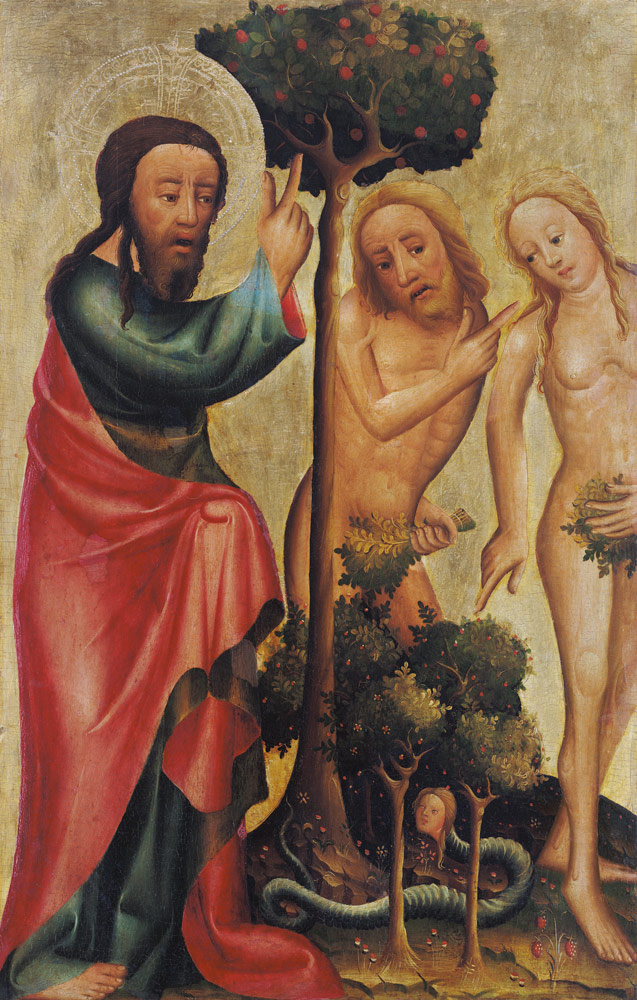 God the Father Punishes Adam and Eve, detail from the Grabow Altarpiece from Meister Bertram