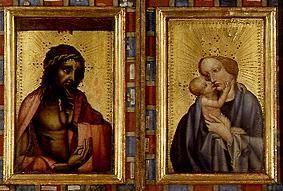 Christus als Schmerzensmann und Maria mit dem Kind. Diptychon from Meister (Böhmischer)