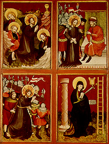 Vier Tafeln der Passion Jesu (Ölberg, Pilatus, Kreuztragung, Schmerzensmutter Maria) from Meister des Altars von Berzenke