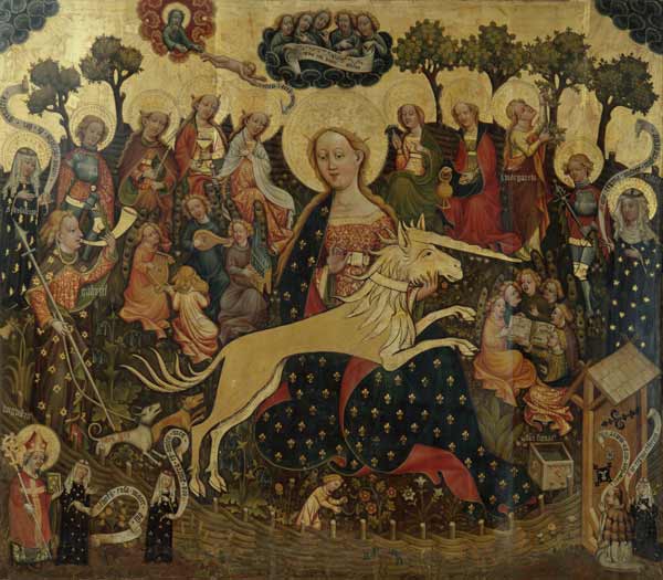 Mitteltafel des Altars mit Maria und dem Einhorn from Meister des Erfurter Einhornaltars