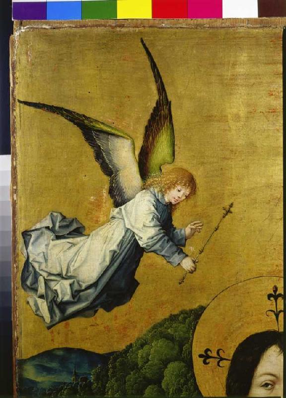 Segnender Engel Detail aus der Tafel Auferstehung Christi. from Meister des Hausbuches