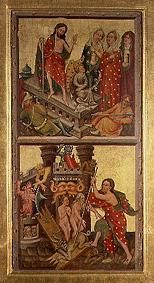 Zwei Altartafeln im Dom zu Erfurt: Auferstehung und Höllenfahrt Christi from Meister (Fränkischer)