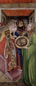 Rechte untere Tafel eines Flügelaltars. Salomé mit dem Kopf Johannes des Täufers from Meister (Tschechischer)