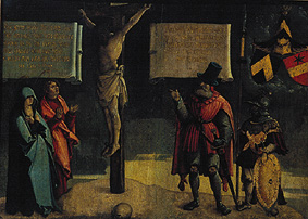 Kreuzigung Christi, mit Johannes und Maria, sowie einem Stifter from Meister von Messkirch