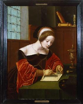 Maria Magdalena, einen Brief schreibend.