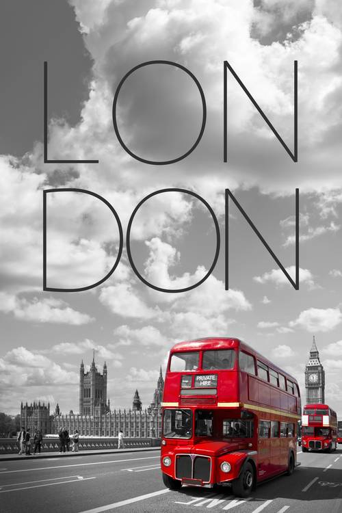 Rote Busse in London | Text & Skyline from Melanie Viola